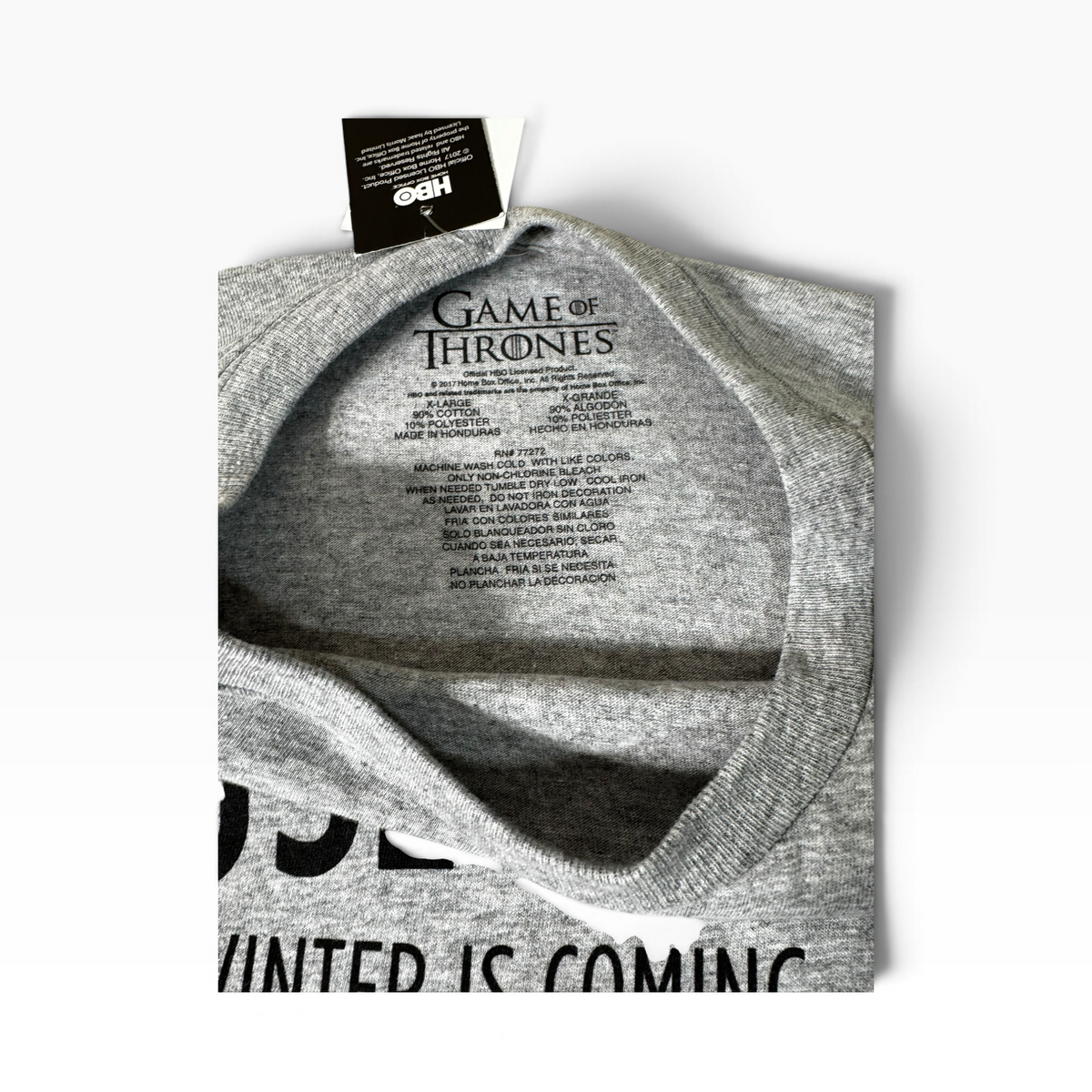 Game of Thrones House Stark Winterfell Graphic T-Shirt Gray XL - New