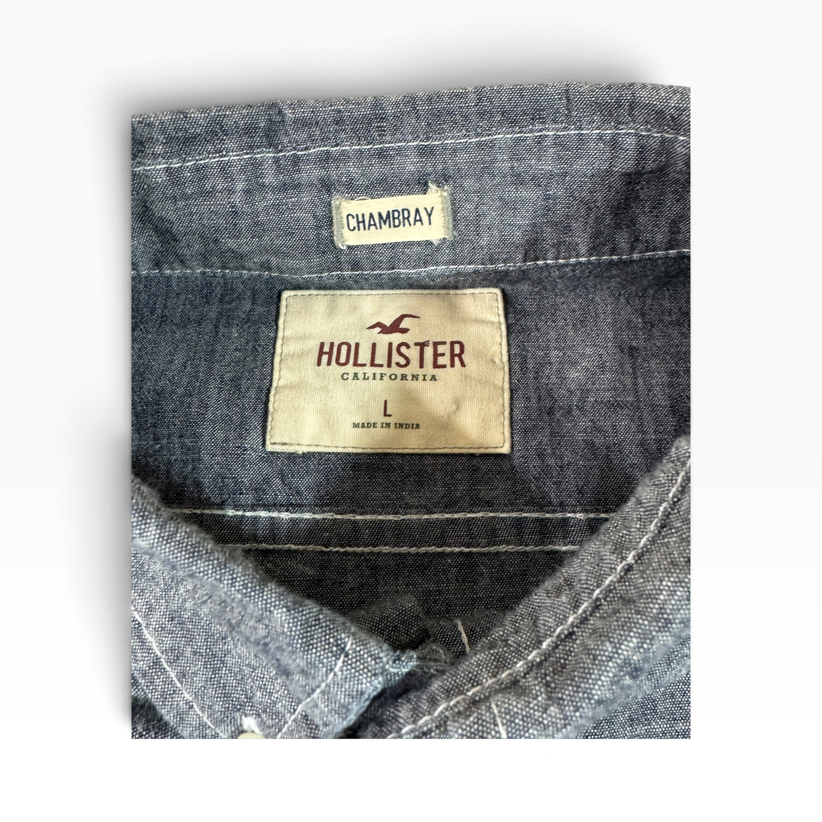 Hollister Men’s L Dark Chambray Arrow Print Short Sleeve Shirt Pre-owned