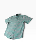 LANDS' END Men’s M Green Plaid Short Sleeve Button-Down Shirt - Pre-owned