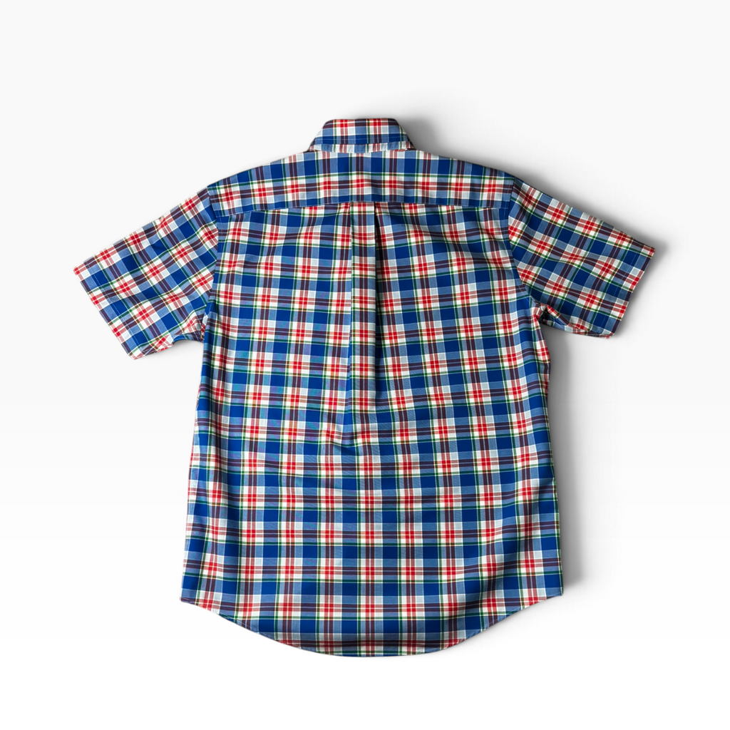 LANDS' END Men’s M Twill Plaid Short Sleeve Shirt, Traditional Fit - Pre-owned