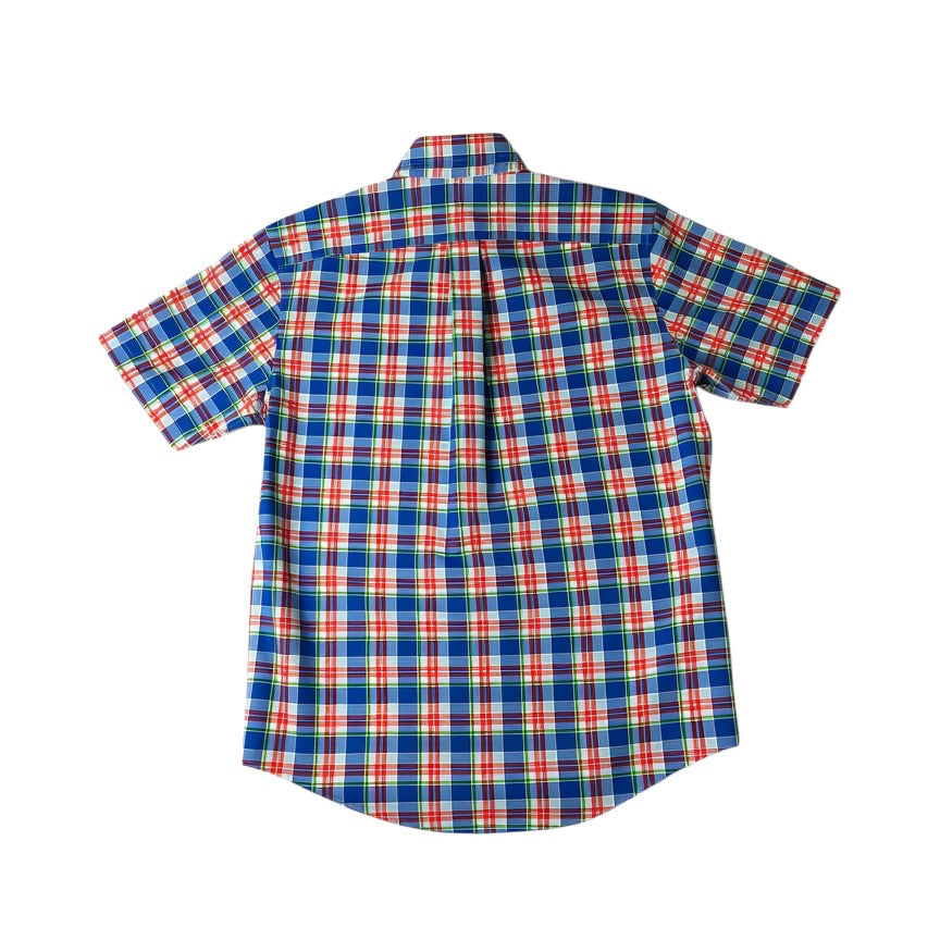 LANDS' END Men’s M Twill Plaid Short Sleeve Shirt, Traditional Fit - Pre-owned