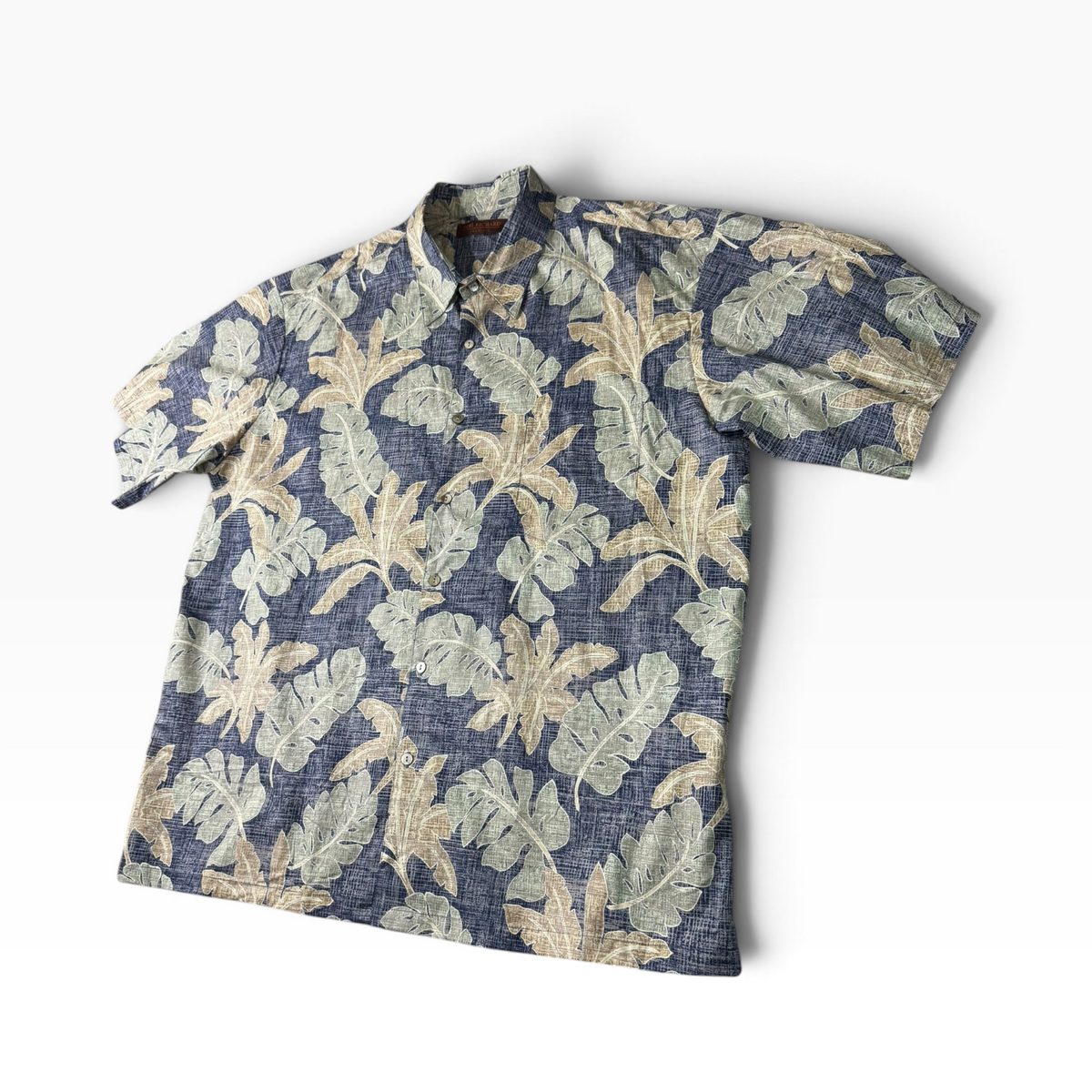 Tori Richard Honolulu Men’s 2XL Blue Tropical Leaf Short Sleeve Shirt -Pre-owned