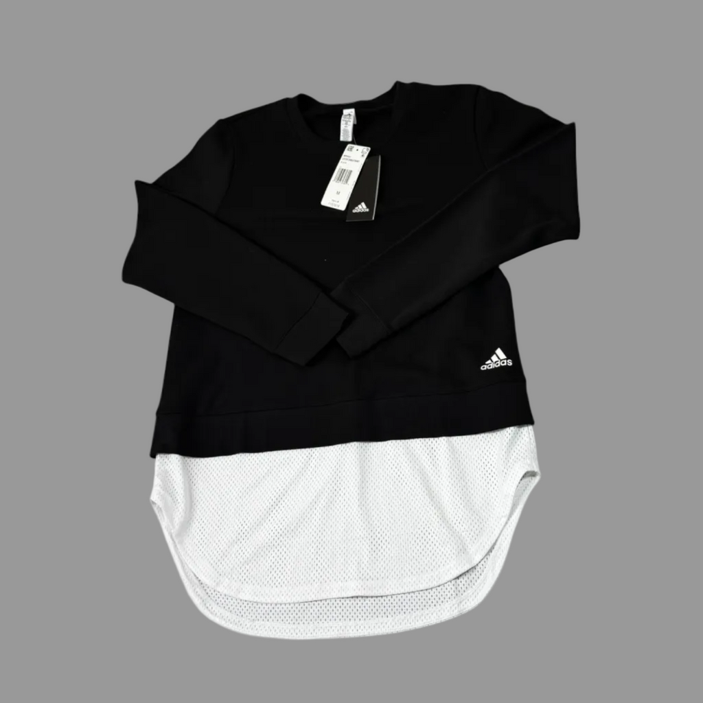Adidas Women's Black Layer Sweatshirt with White Mesh Hem M - NWT