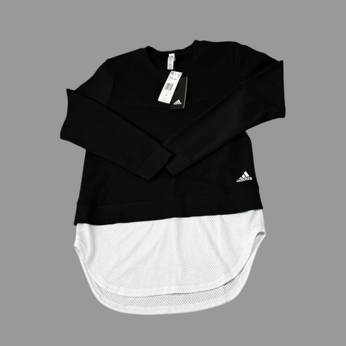 Adidas Women's Black Layer Sweatshirt with White Mesh Hem M - NWT