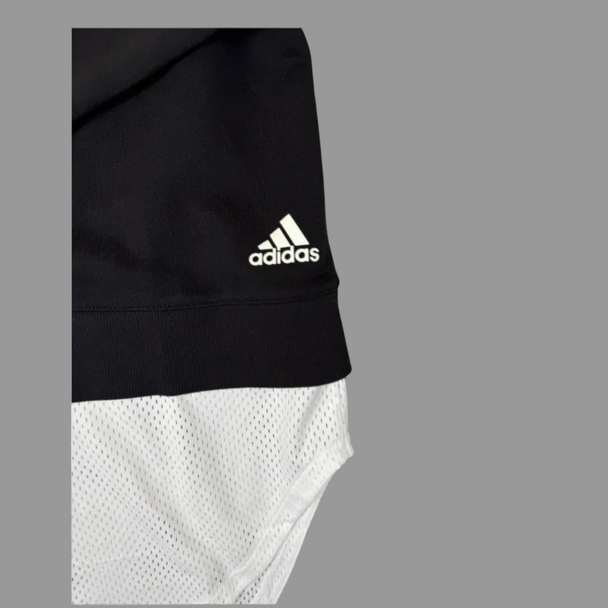 Adidas Women's Black Layer Sweatshirt with White Mesh Hem M - NWT