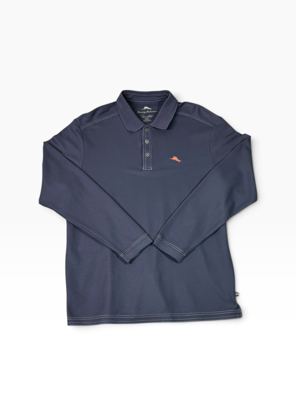 Tommy Bahama Slate Blue Supima Long Sleeve Polo Size Medium - Pre-owned