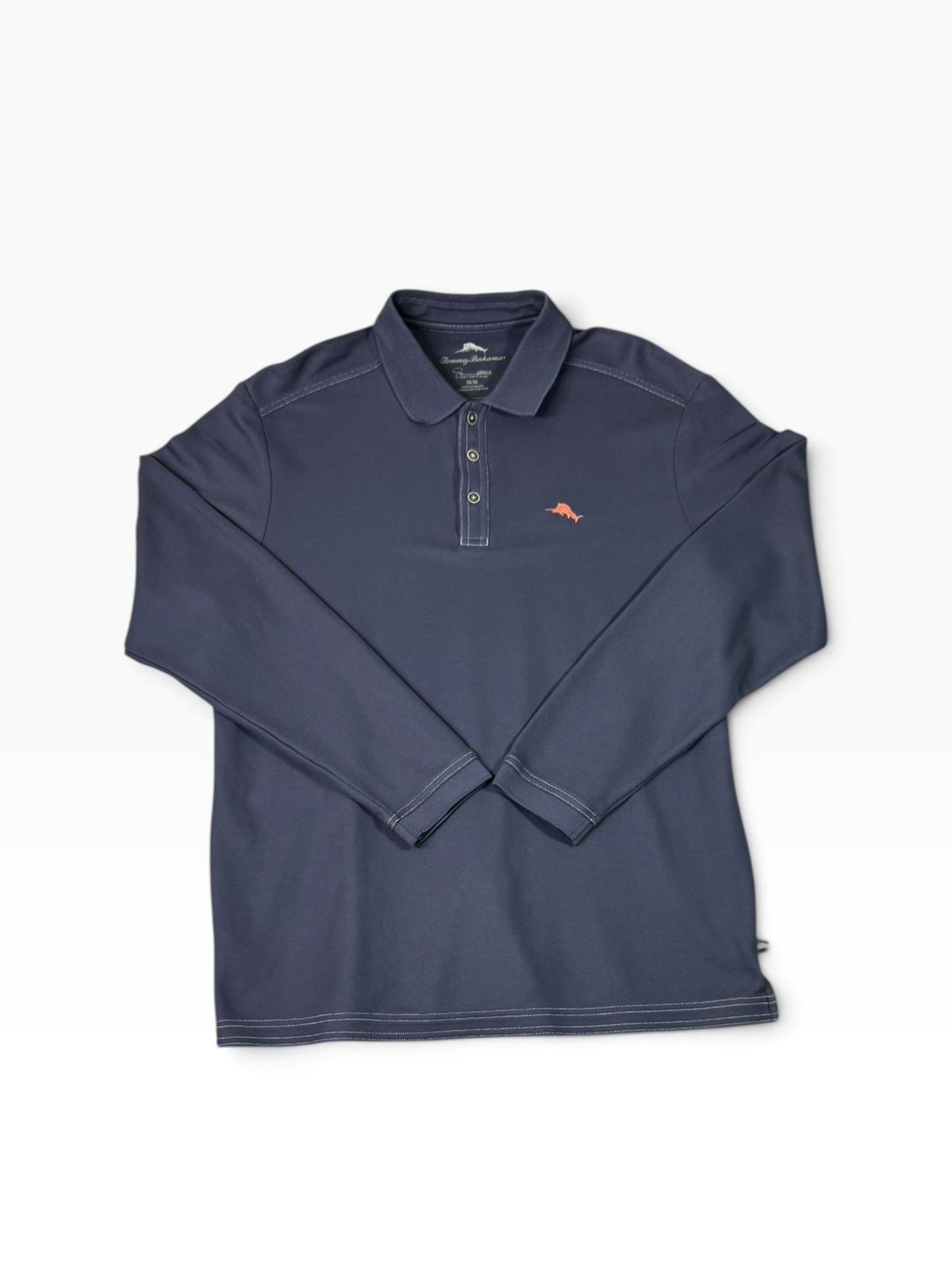 Tommy Bahama Slate Blue Supima Long Sleeve Polo Size Medium - Pre-owned
