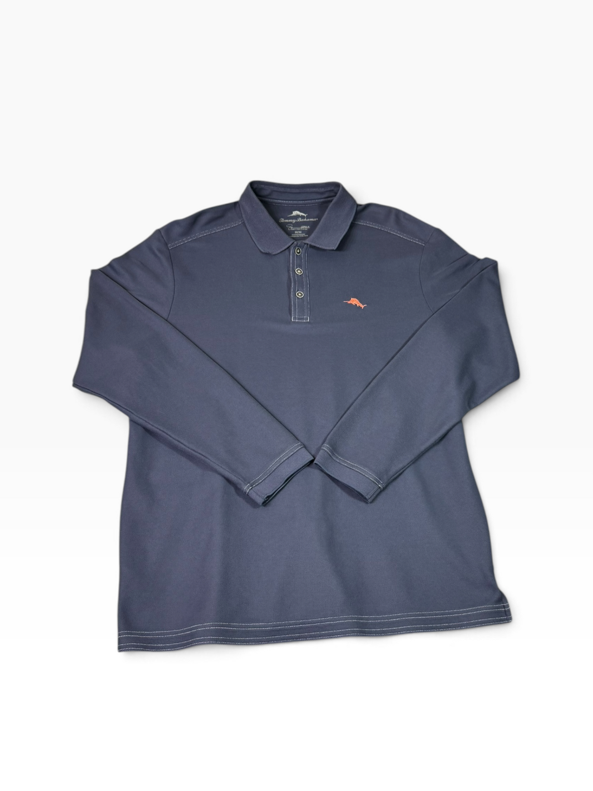 Tommy Bahama Slate Blue Supima Long Sleeve Polo Size Medium - Pre-owned