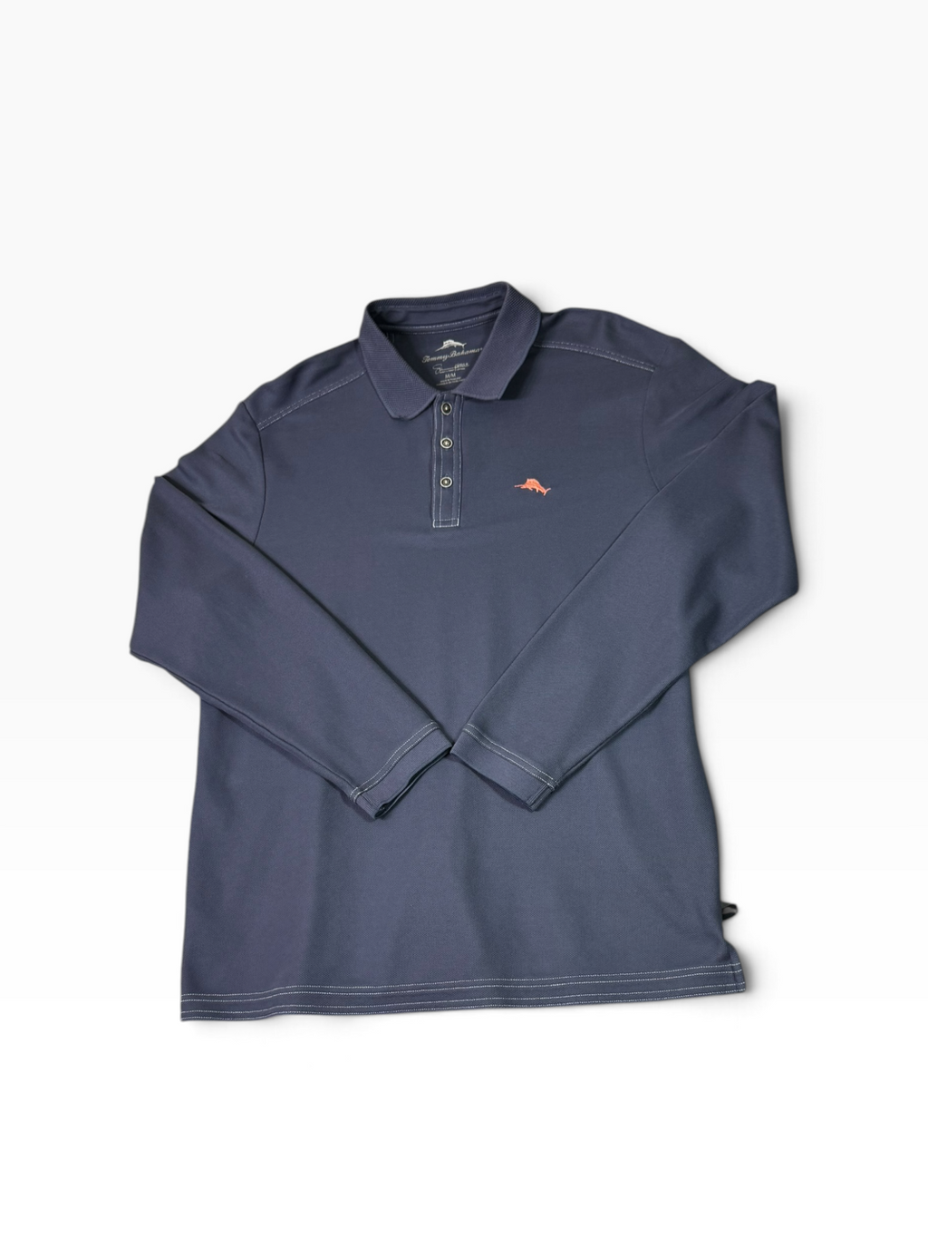 Tommy Bahama Slate Blue Supima Long Sleeve Polo Size Medium - Pre-owned