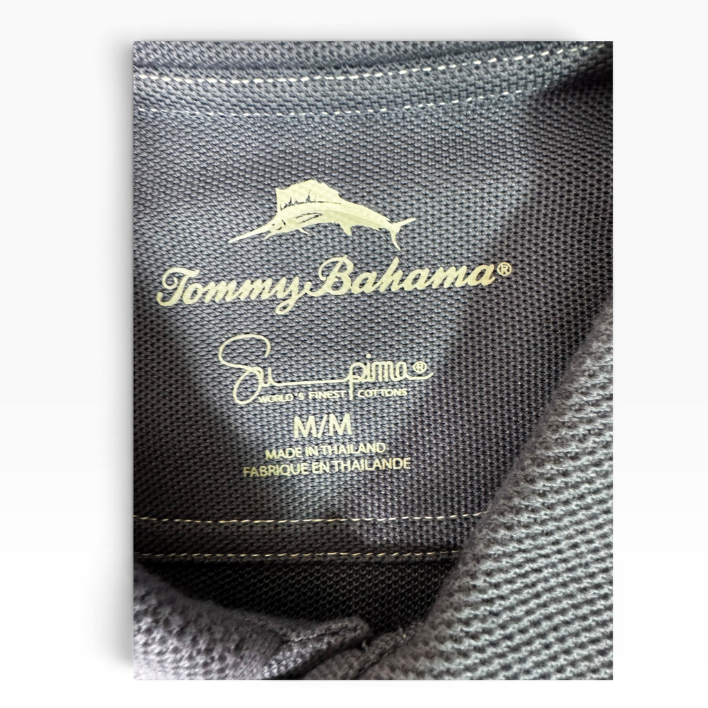 Tommy Bahama Slate Blue Supima Long Sleeve Polo Size Medium - Pre-owned