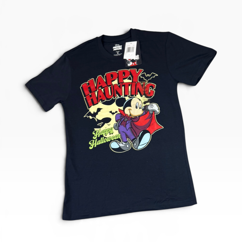 Disney Mickey Mouse Happy Haunting Halloween T-Shirt Navy - New