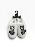 Sole Mates Women’ White Skeleton Cat Sherpa Slippers - New
