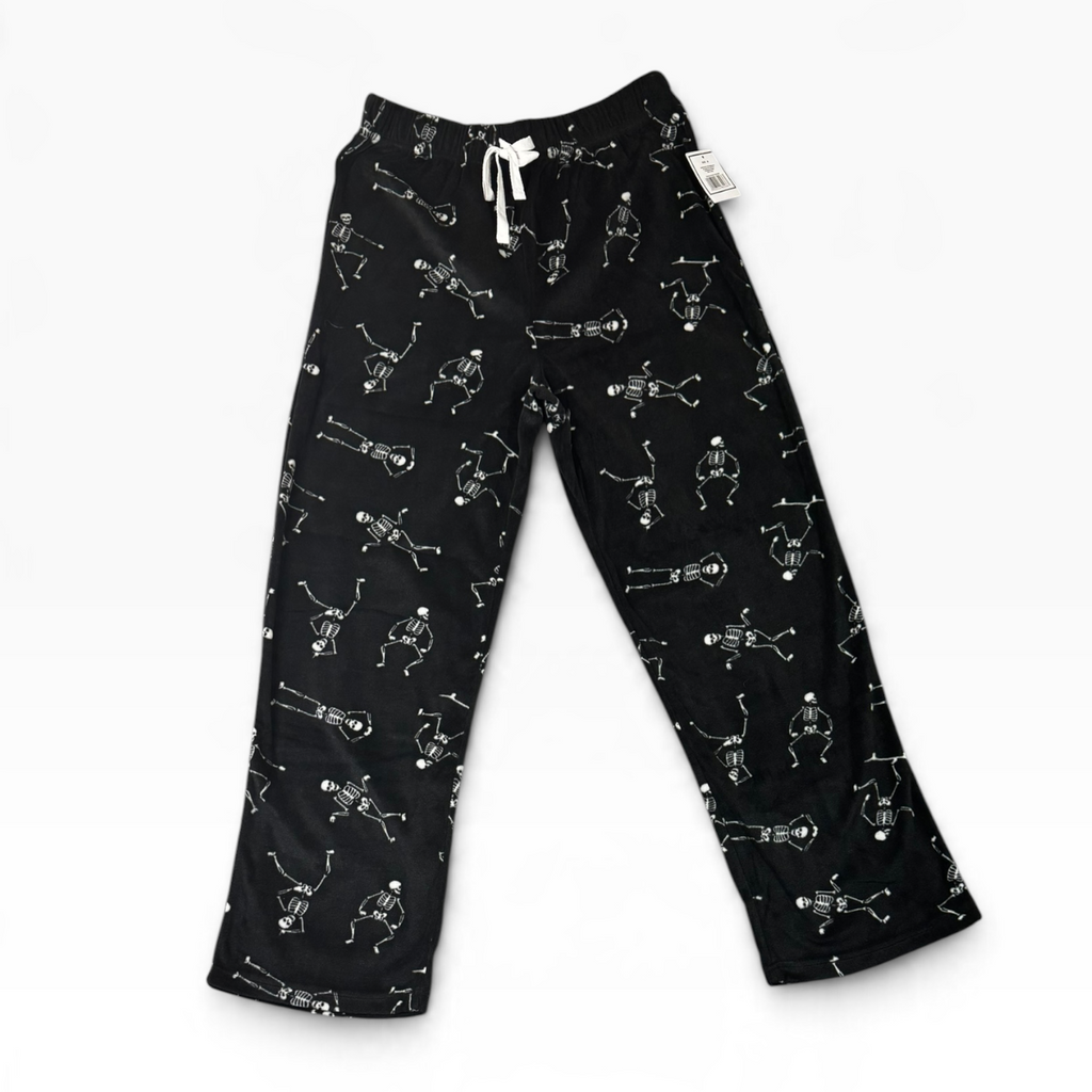 Halloween Black Dancing Skeleton Fleece Pajama Pants 2XL - New