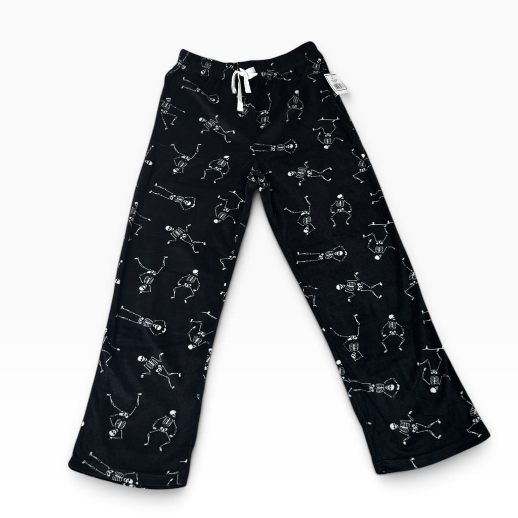 Halloween Black Dancing Skeleton Fleece Pajama Pants 2XL - New