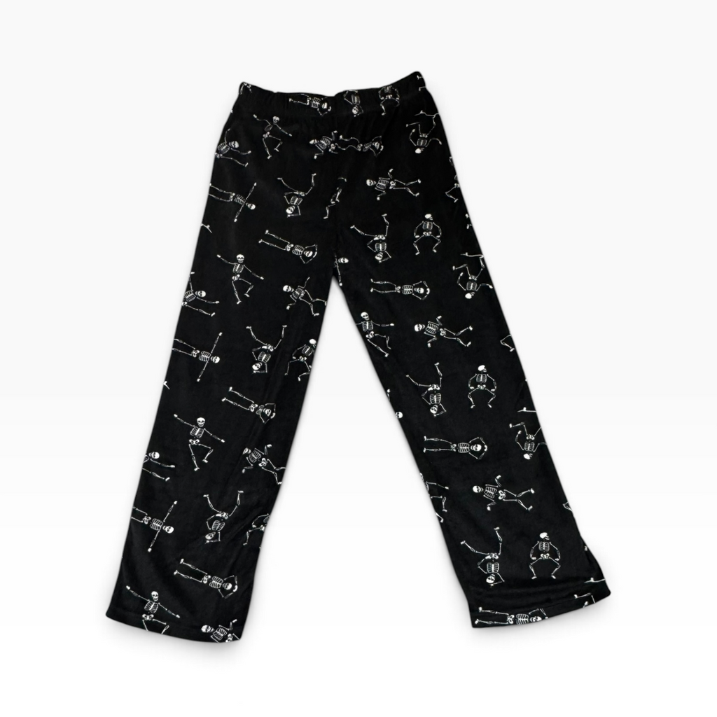 Halloween Black Dancing Skeleton Fleece Pajama Pants 2XL - New
