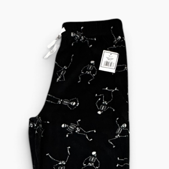 Halloween Black Dancing Skeleton Fleece Pajama Pants 2XL - New