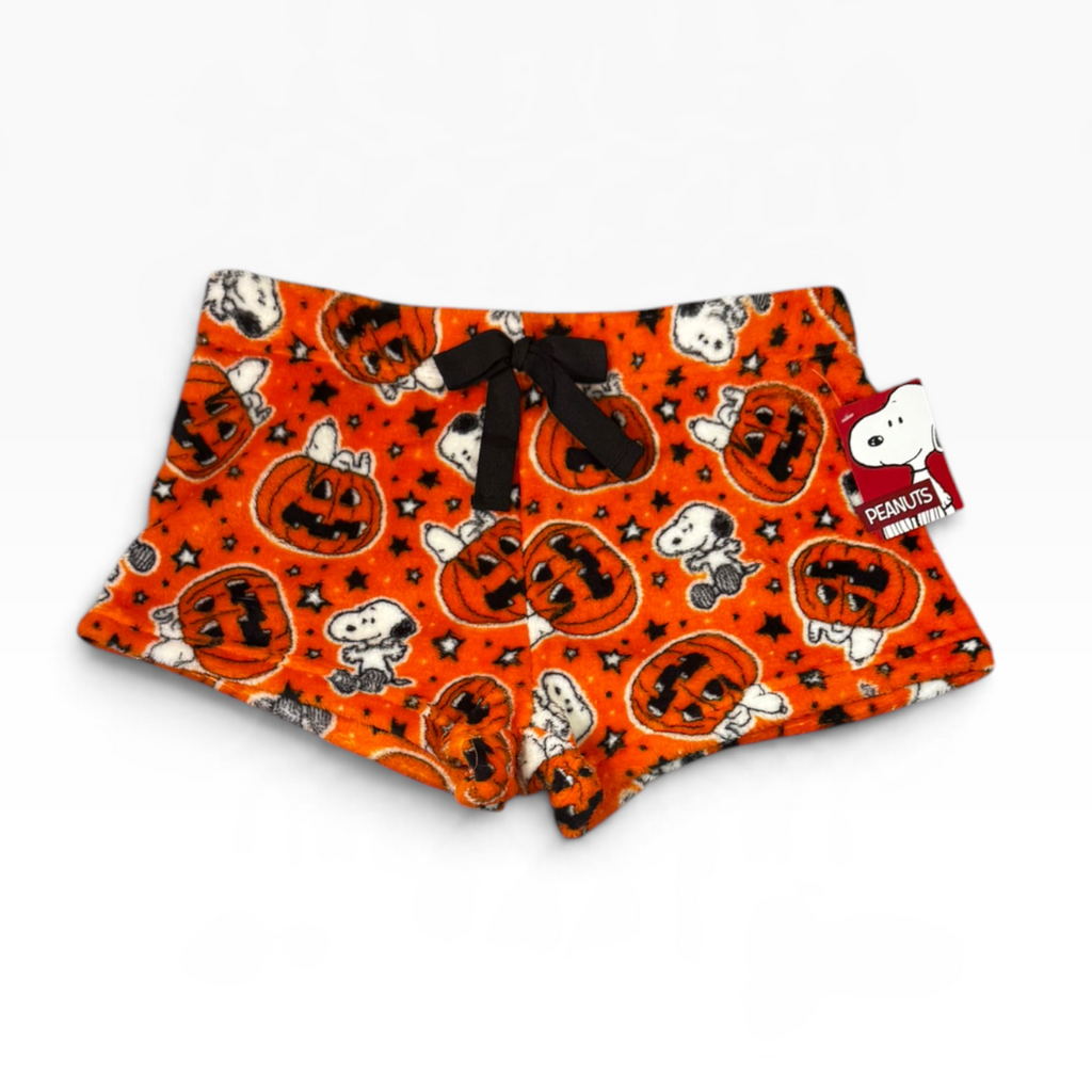 Peanuts Snoopy Halloween Pumpkin Plush Sleep Shorts Women’ - New
