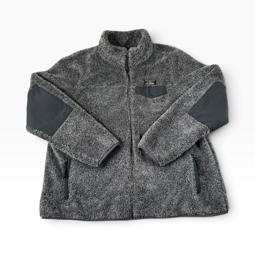 L.L.Bean Gray High Pile Fleece Sweater/Jacket 1X Reg - Preowned