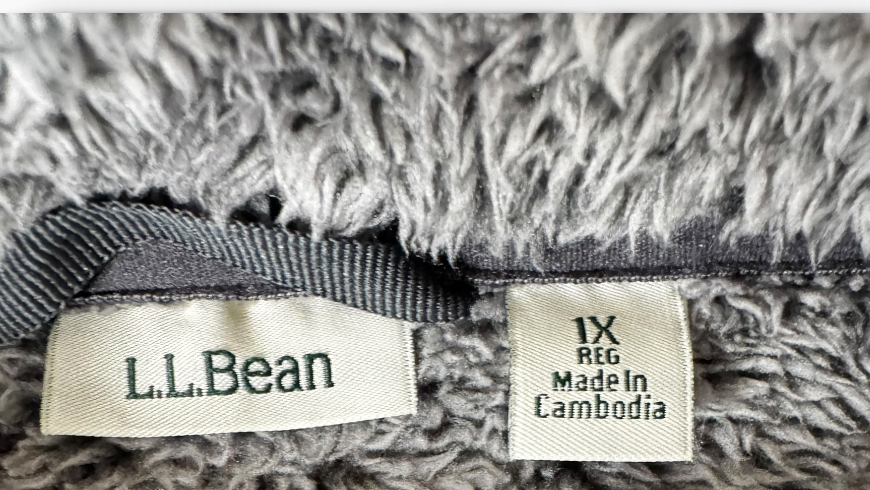 L.L.Bean Gray High Pile Fleece Sweater/Jacket 1X Reg - Preowned