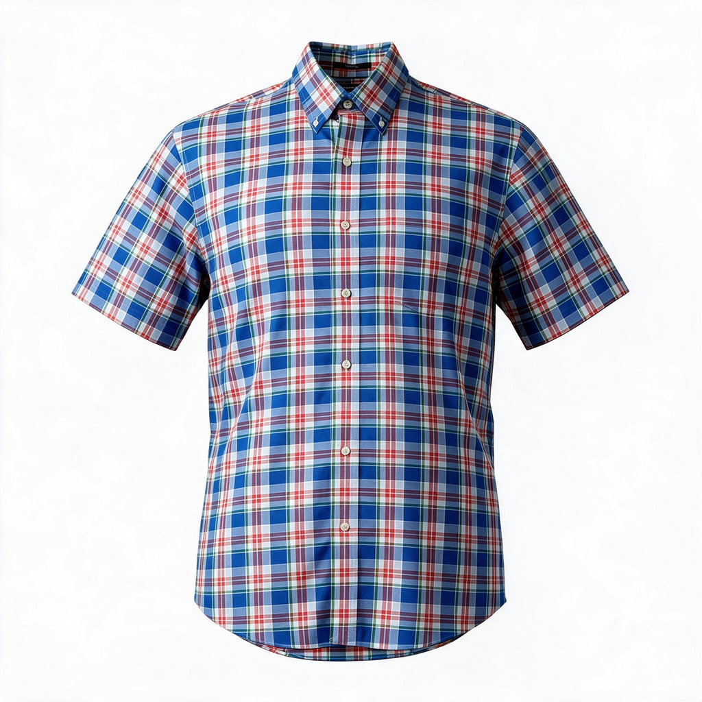 LANDS' END Men’s M Twill Plaid Short Sleeve Shirt, Traditional Fit - Pre-owned