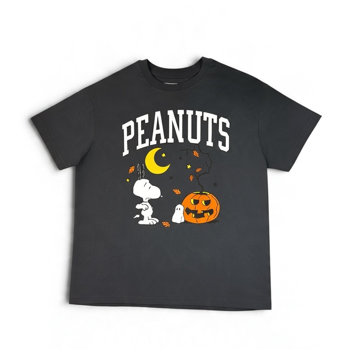 Peanuts Snoopy Halloween Pumpkin Graphic T-Shirt Dark Gray - New