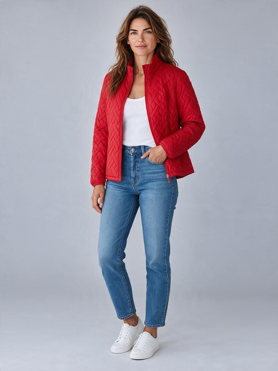 Lands’ End Coral Quilted Jacket M Petite 10-12 - Pre-owned