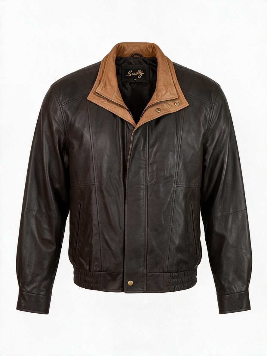 Scully Men’s Double Collar Featherlite Leather Jacket Chocolate/Cognac ...