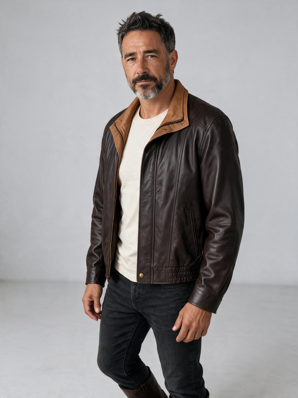 Scully Men’s Double Collar Featherlite Leather Jacket Chocolate/Cognac 2XL NWT