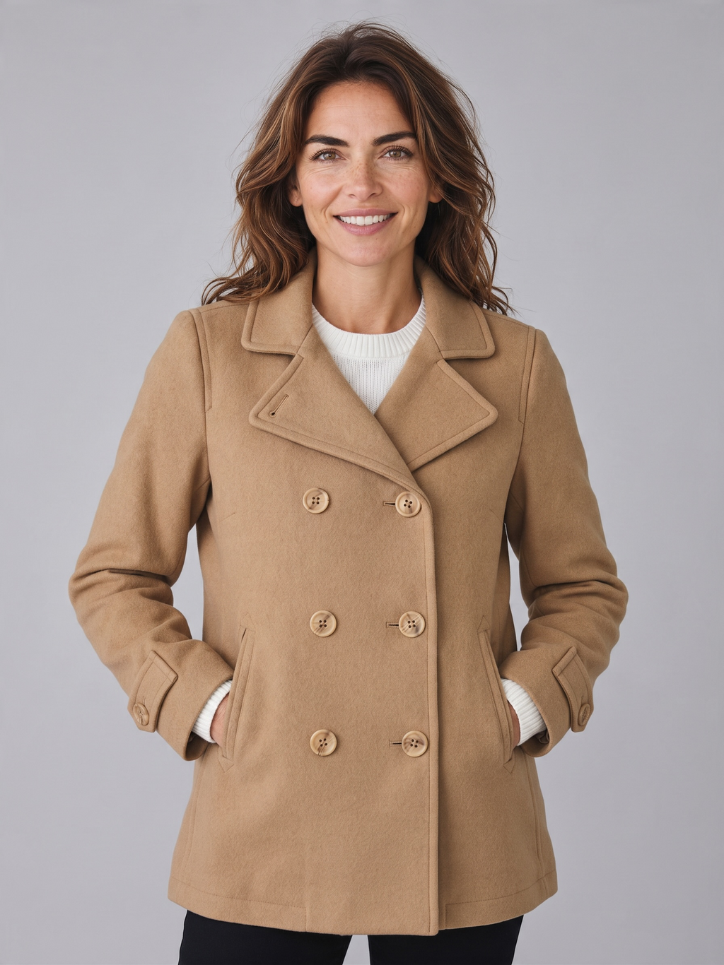 L.L.Bean Women’s Classic Lambswool Peacoat Camel 10 Regular Thinsulate - Pre-owned