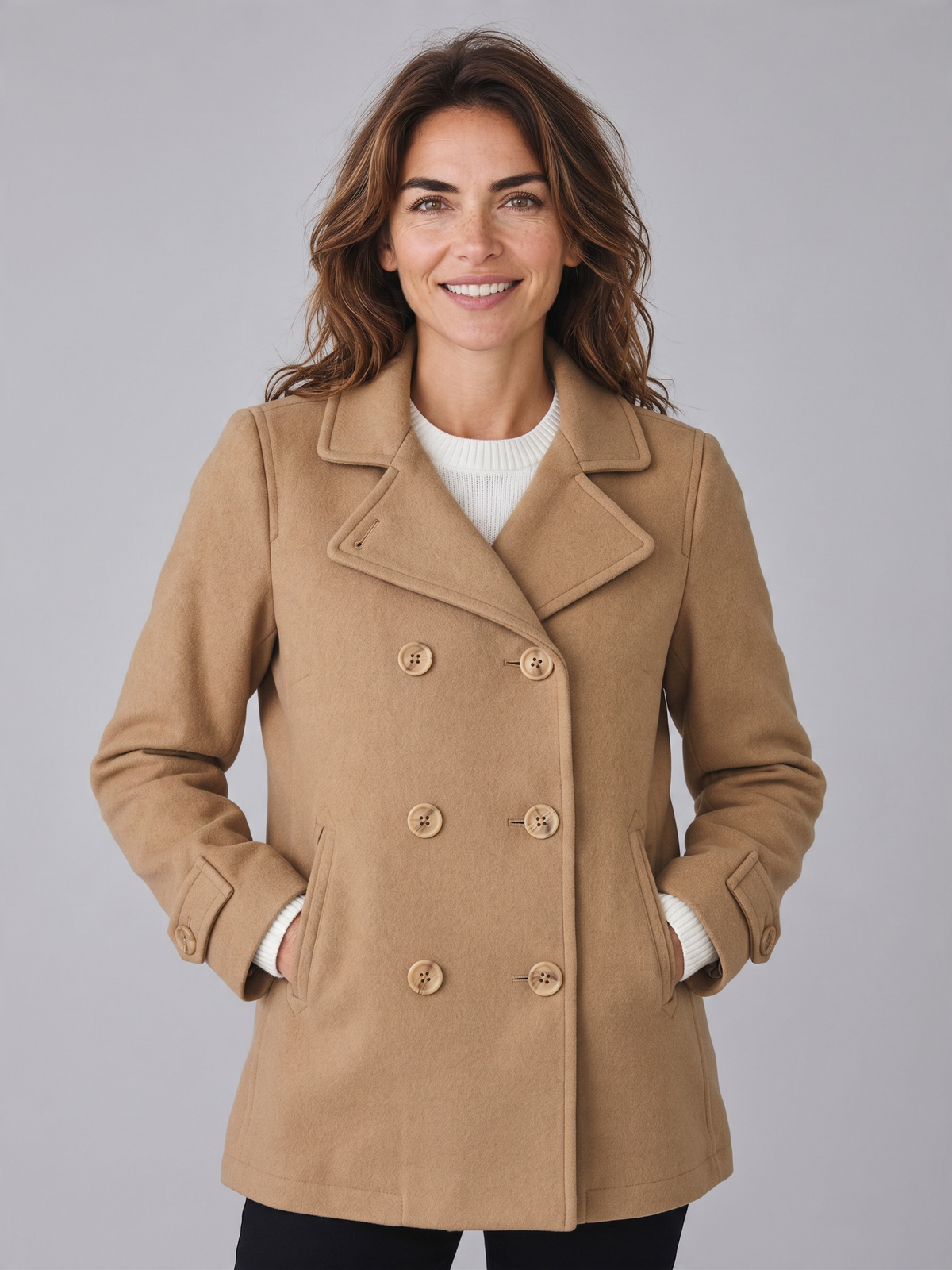 L.L.Bean Women’s Classic Lambswool Peacoat Camel 10 Regular Thinsulate - Pre-owned