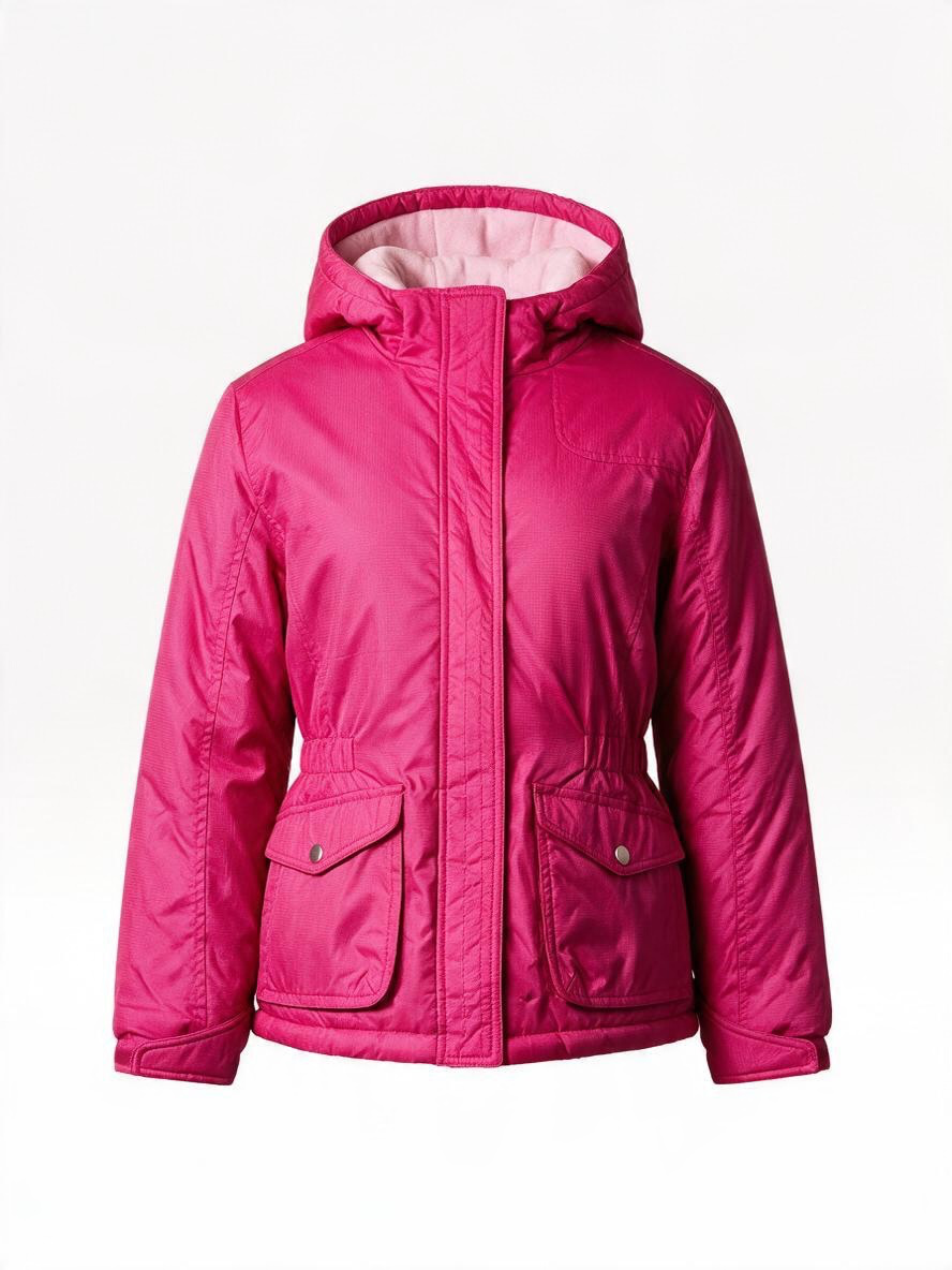 Mountain Xpedition Girls Bright Pink Hooded Winter Coat L 10-12 - Pre-owned