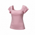 Women's Pink Short Sleeve Scoop Neck Stretch Top