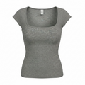 Women'S Heather Gray Scoop Neck Top
