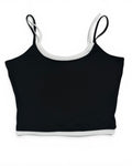 Women's Black & White Double Layer Ribbed Crop Tank Top – NWT
