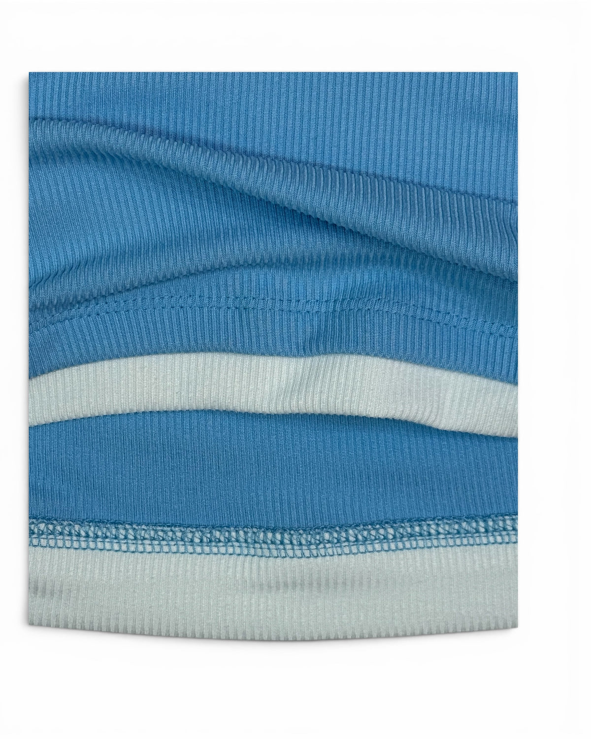 Women's Blue & White Double Layer Ribbed Crop Tank Top - Medium