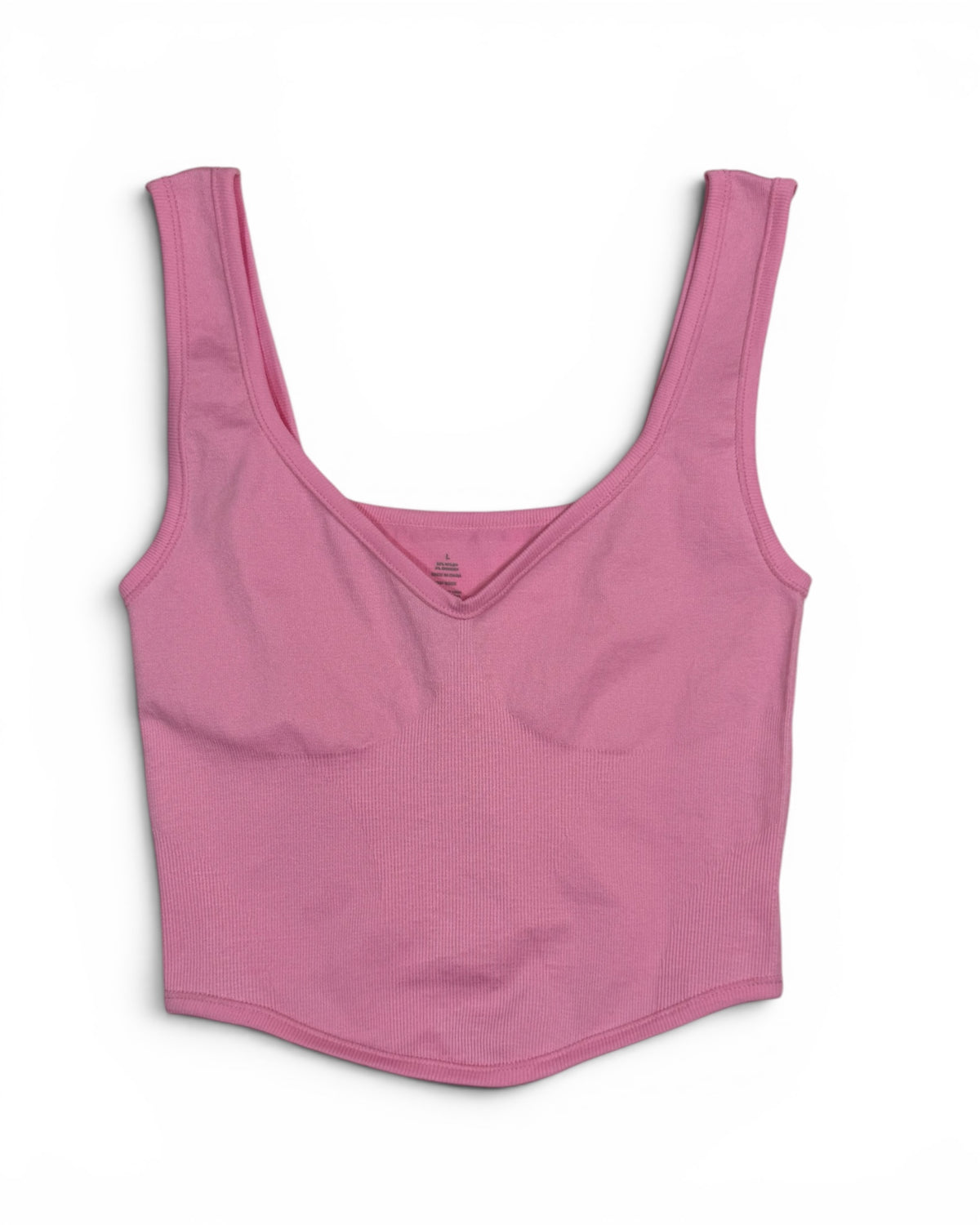 Women's Pink Ribbed Seamless Tank Top - Size Large