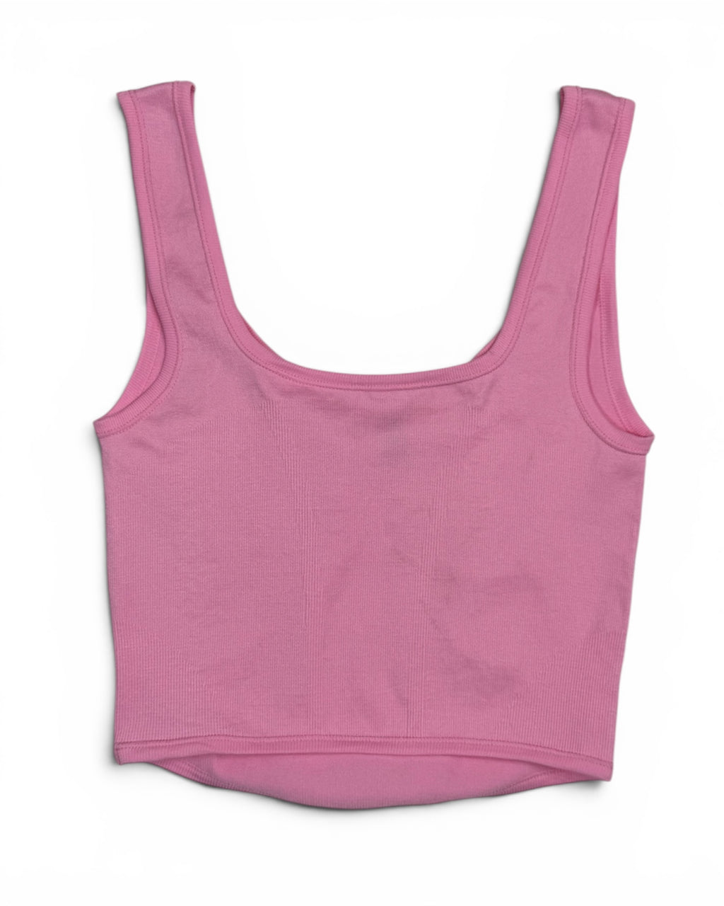 Women's Pink Ribbed Seamless Tank Top - Size Large