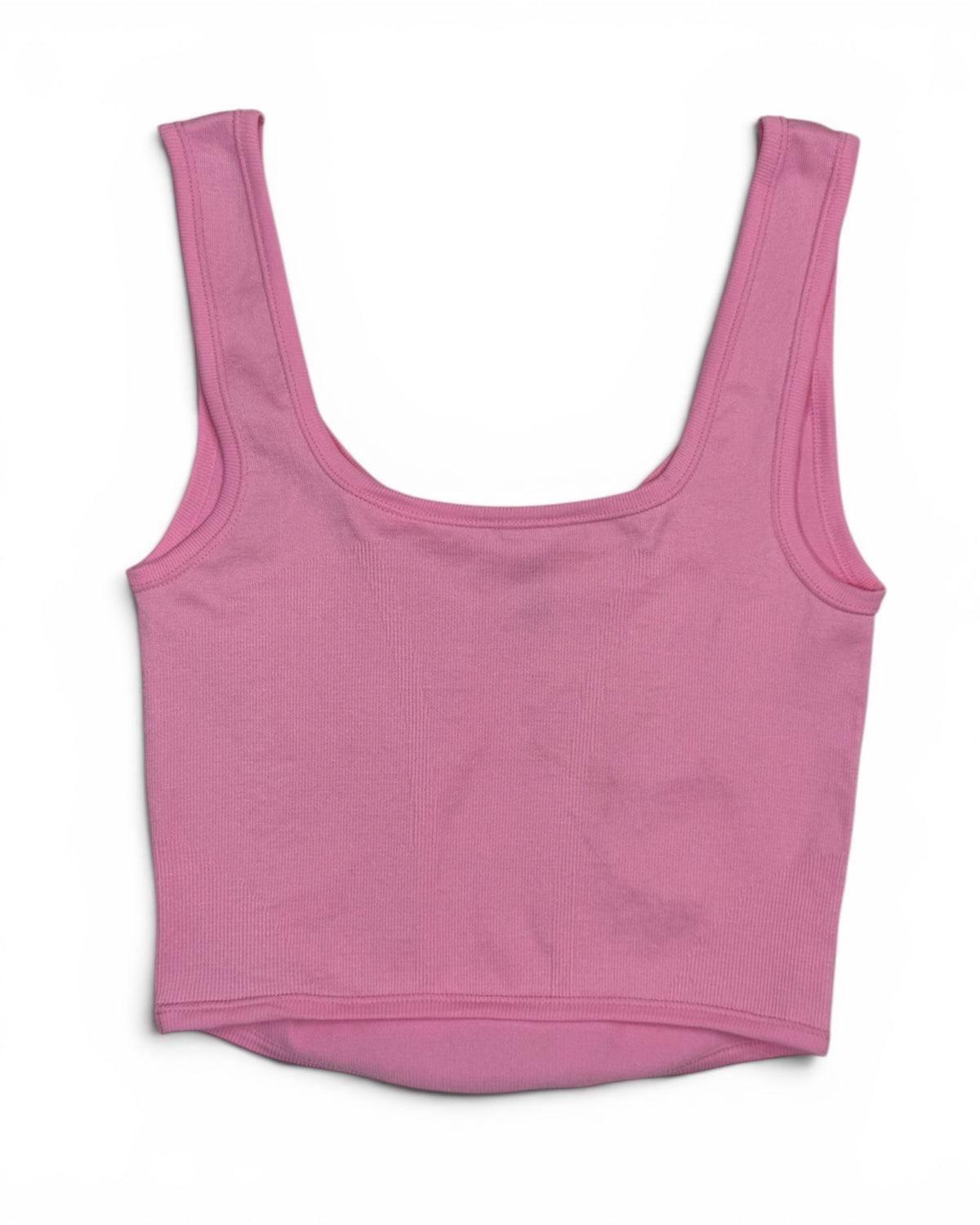 Women's Pink Ribbed Seamless Tank Top - Size Large