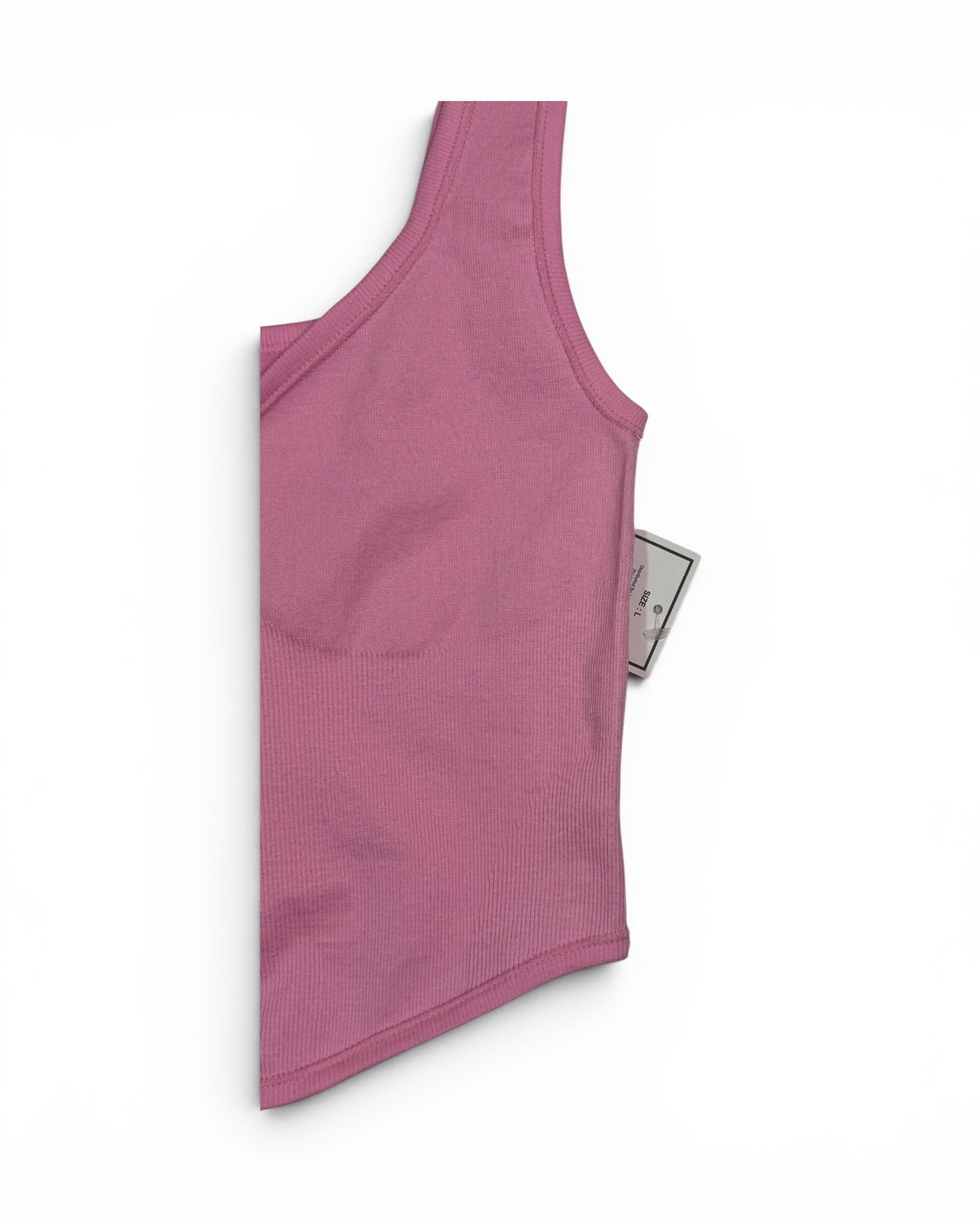 Women's Pink Ribbed Seamless Tank Top - Size Large