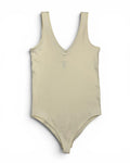 Women's Ribbed Henley Bodysuit Cream Ivory - NWT