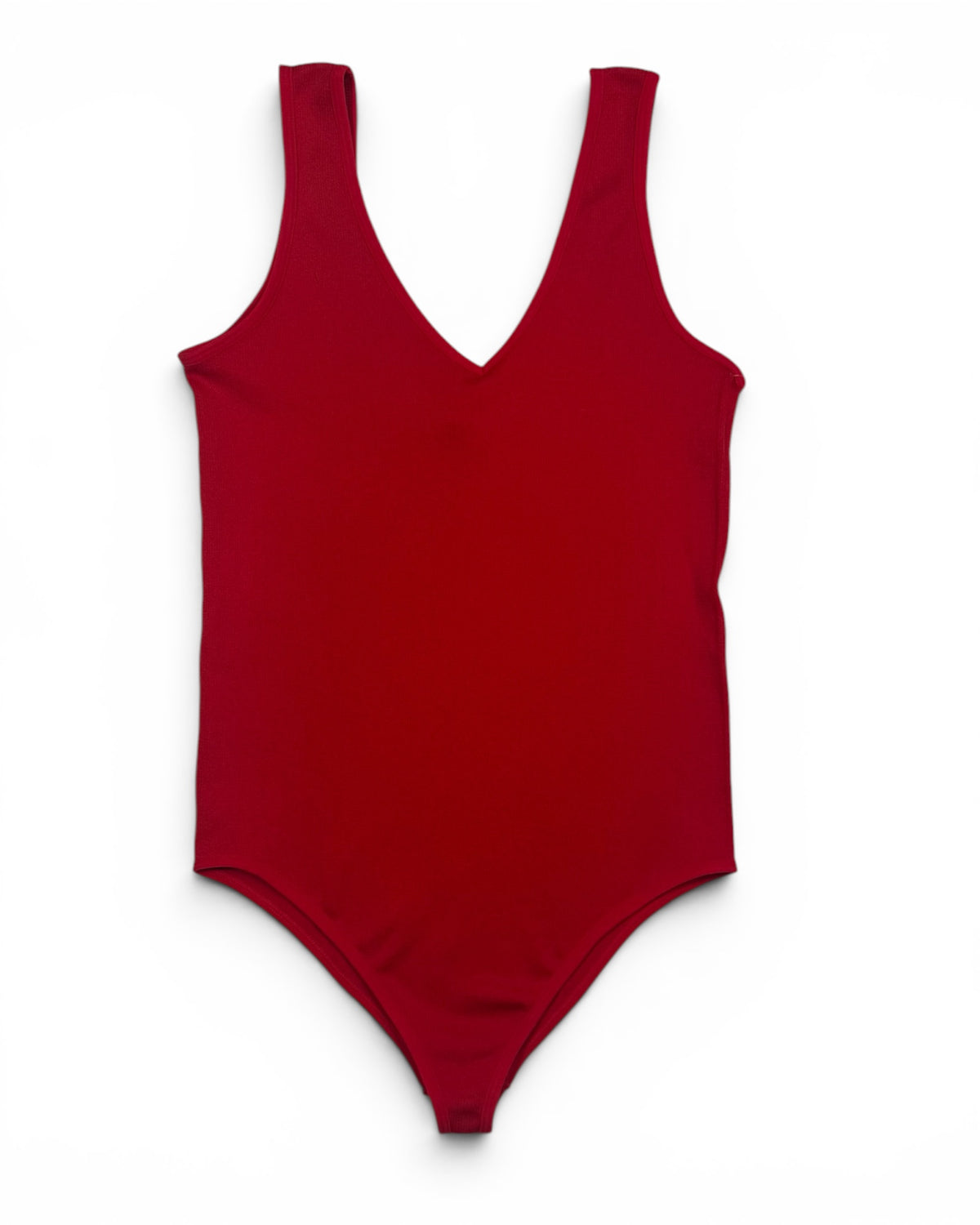 Women's Ribbed Henley Bodysuit Red - Medium