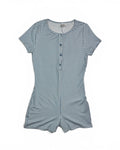 Women's Blue Gingham Button Front Romper NWT