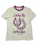 Lucky Me Lucky You Horseshoe Graphic Ringer T-Shirt