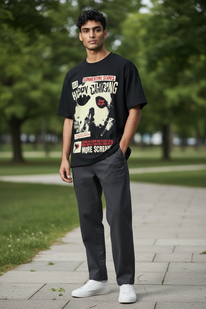 Friday the 13th Jason Voorhees "Happy Camping" Graphic T-Shirt - Small
