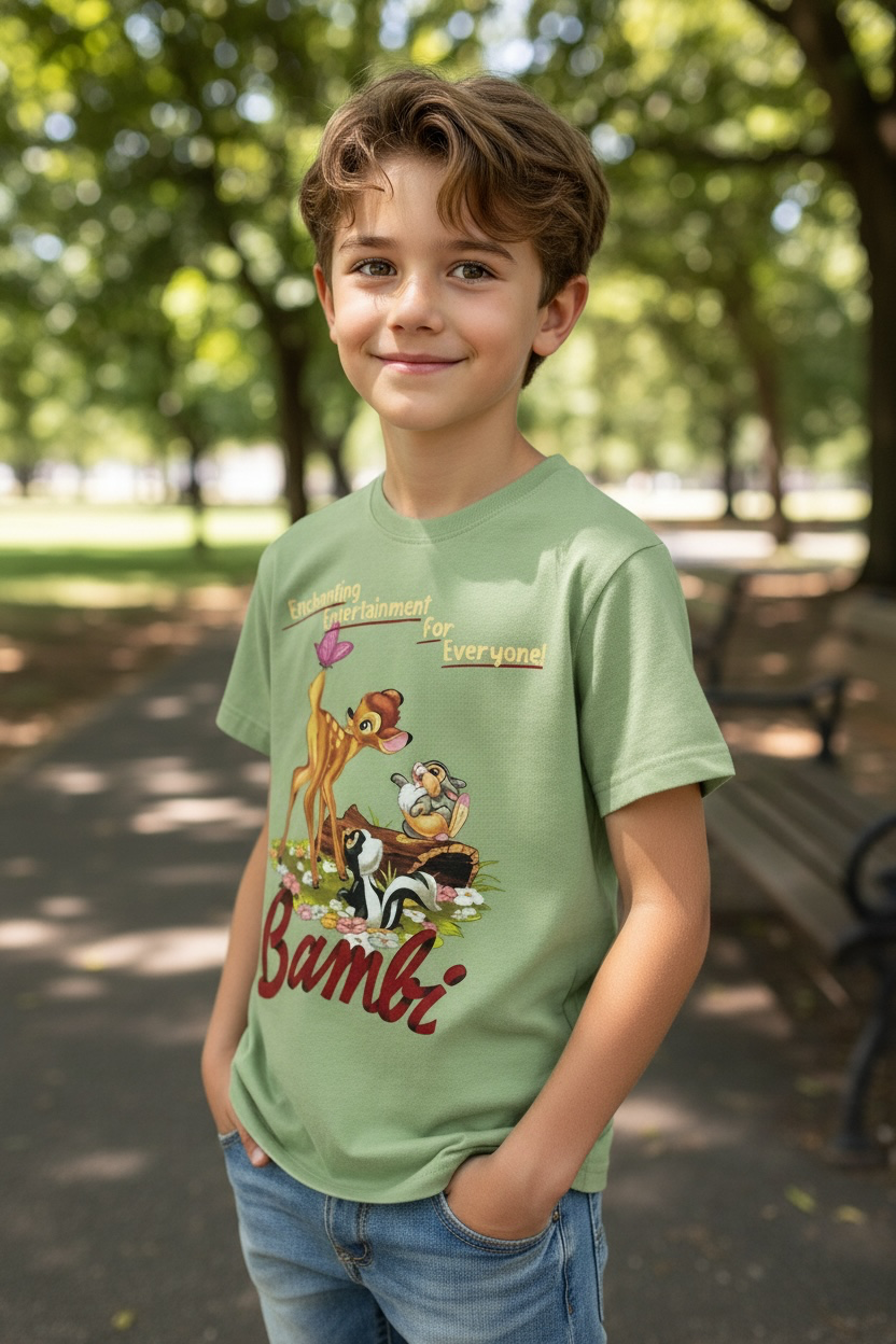 Camiseta gráfica de Disney Bambi Thumper Flower - Talla pequeña - Verde salvia