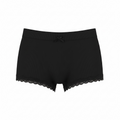 Women'S Seamless Ribbed Boyshort With Lace Trim – Black