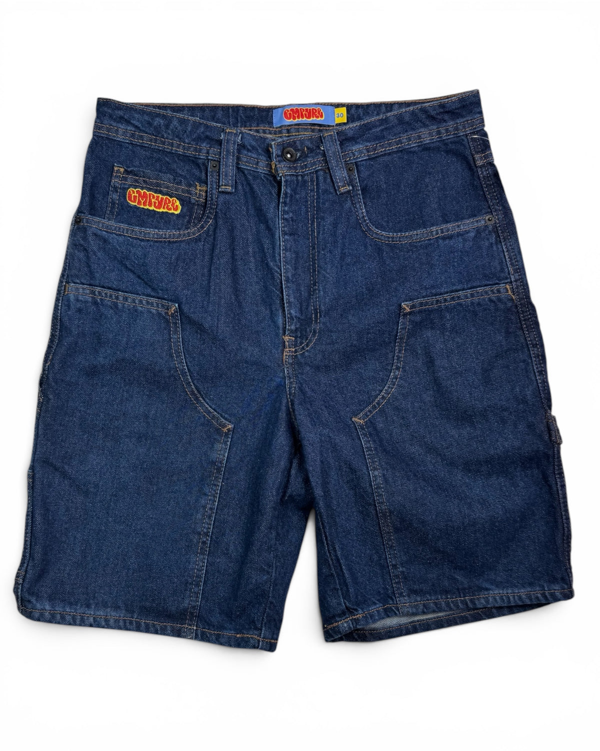 Empyre Double Men's Knee Carpenter Denim Shorts Dark Blue Size 30