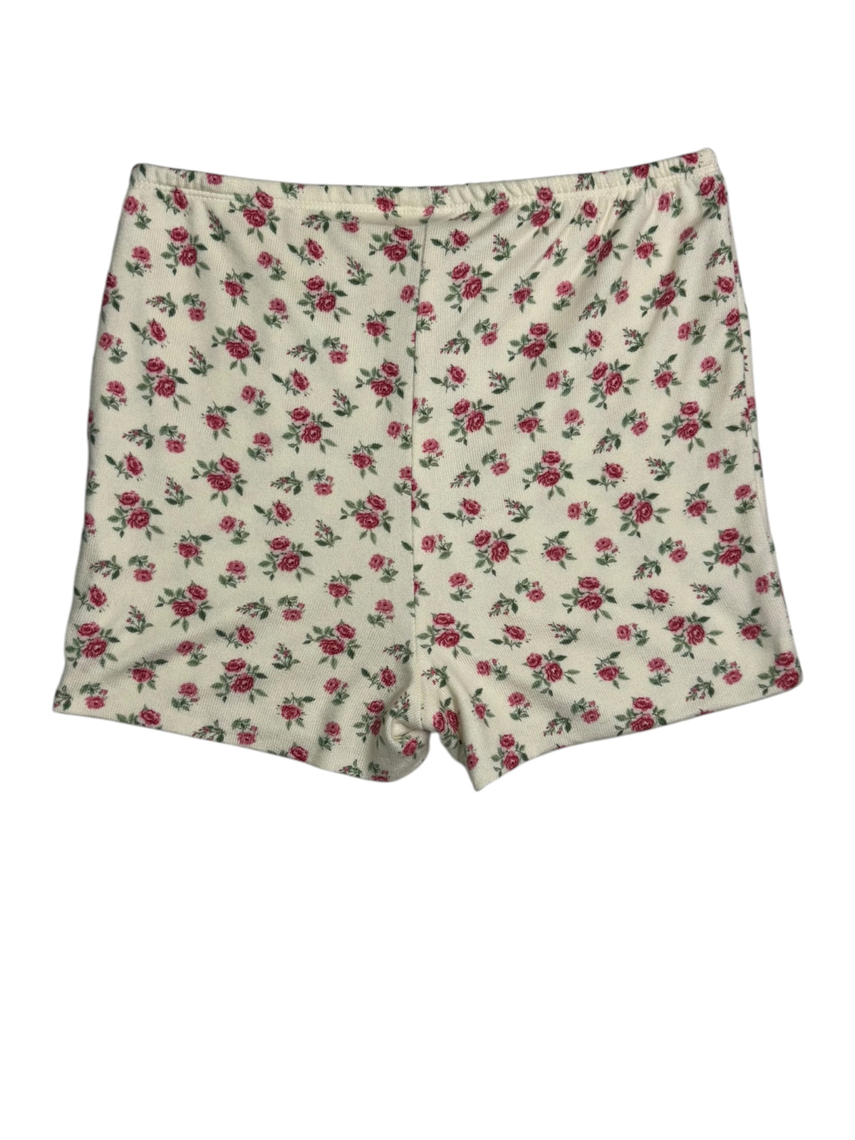 Women's Floral Boyshort – Cream Pink Rose Print – Size 2XL