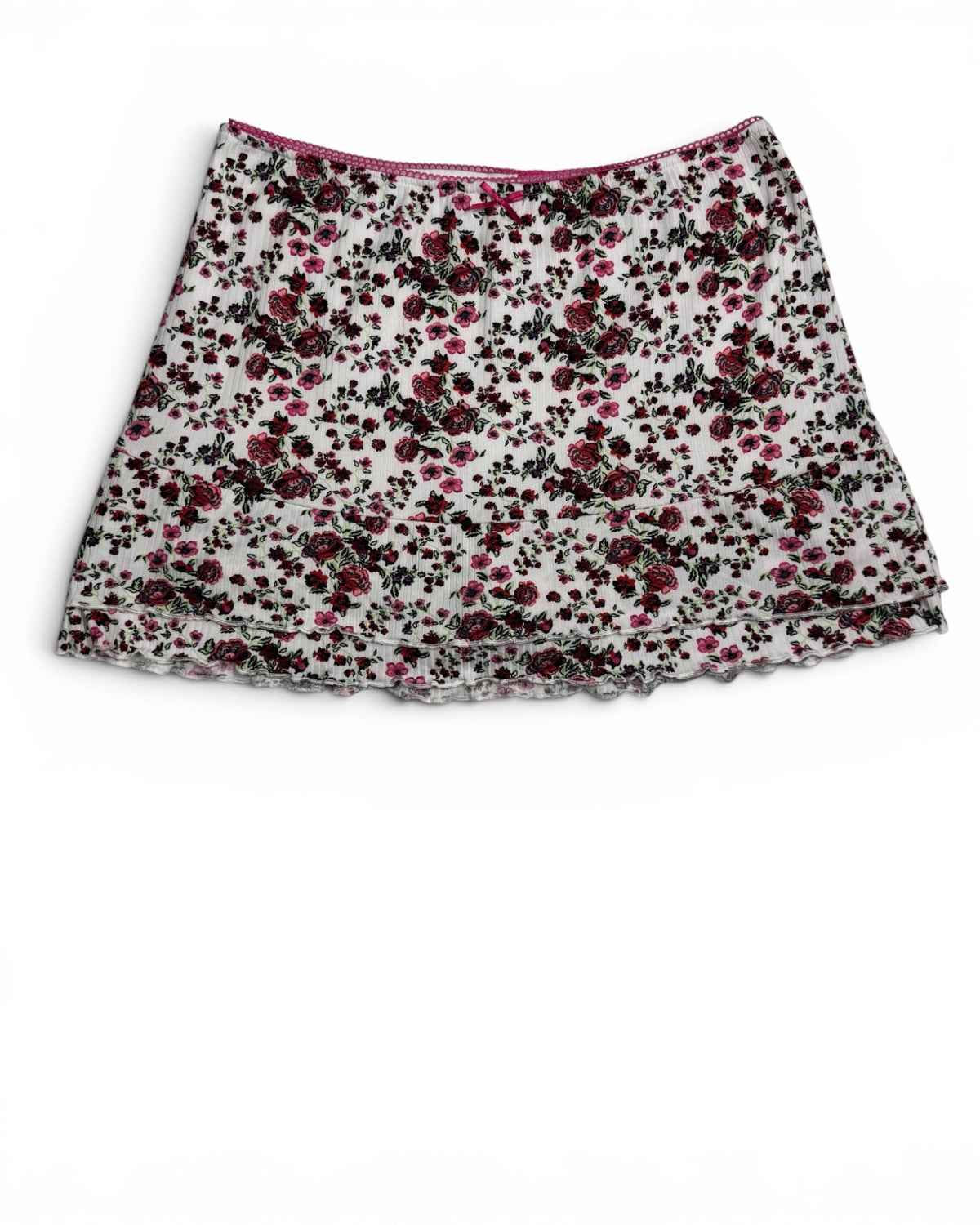 Minifalda pantalón floral con estampado de rosas blancas y rosas