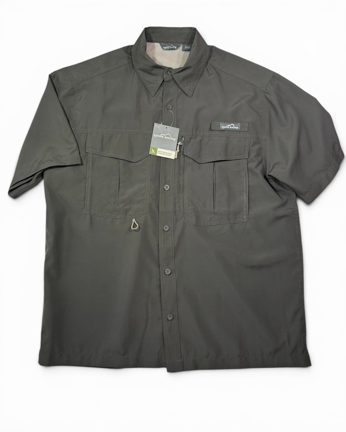 Eddie Bauer Performance Shirt Men's Large Charcoal Gray NWT